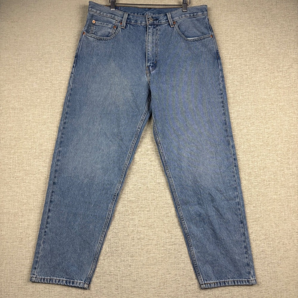 Levis 550 92 Relaxed Tapered Mens 34x29 Jeans Light Washed Blue Workwear Denim
